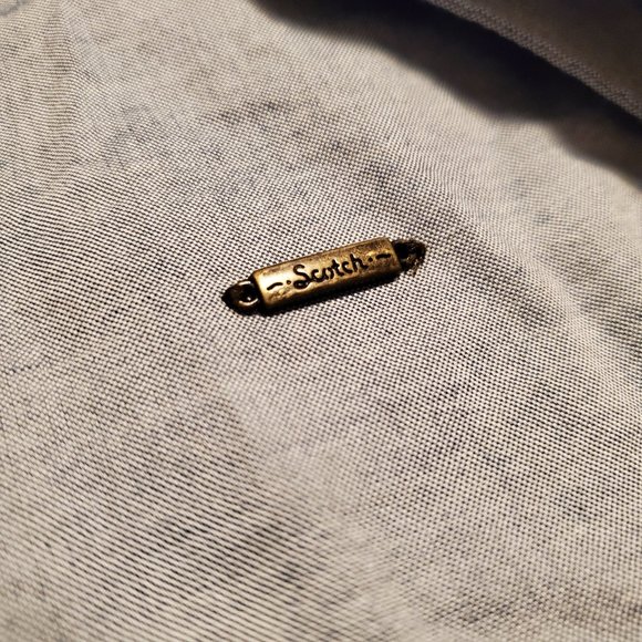 Scotch & Soda Small Long Sleeve Button-down Cotton Blue Frayed Banded Collar - Picture 5 of 9